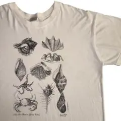 90s-00s 貝殻デザイン ホワイトTシャツ