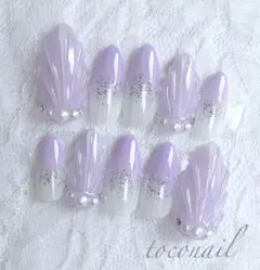 お客様完成品♡ネイルチップ♡紫ネイル 韓国 オーダーネイル 量産型 夏ネイル