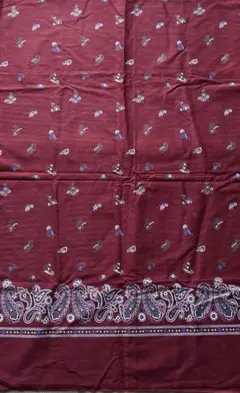 ハンドメイド　生地　布　ペイズリー　ボルドー　赤系