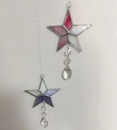 星形ステンドグラスサンキャッチャー 2個セット