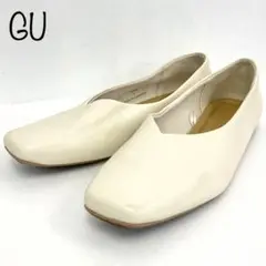 【GU】スクエアシフォンフラットシューズ　オフホワイト　S