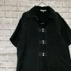 半袖シルクシャツ！アロハ　ブラックM 731