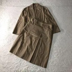 美品 ジェイプレス スカートスーツ セットアップ 麻混 ベージュ M