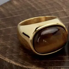 トムウッド タイガーアイ オーバルリング風 ゴールド 指輪 TOMWOOD