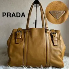 ✨️極美品✨️ PRADA トートバッグ 肩掛け ライトブラウン 茶色 レザー