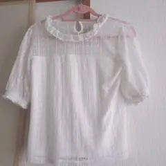 ハニーズ COLZA ホワイト フリルネック Tシャツ M