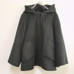 theory luxe*Aラインフーディーコート*ブラック*Mサイズ