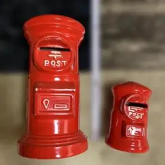 赤い郵便ポスト型インテリア小物セット