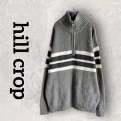hill crop メンズニットプルオーバー ハーフジップニット (LL)グレー