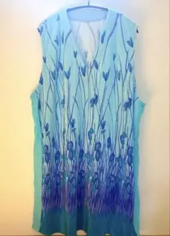 【美品】チュニック　ノースリーブ　 ワンピース　ブルー トップス