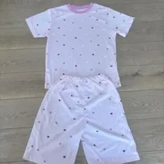 ハート柄ピンクパジャマ上下セット 140