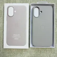 iPhone 16 レザーケース ライトグレー MagSafe対応