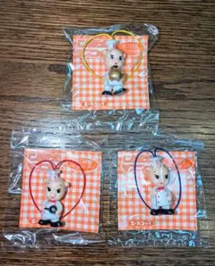 エースコック こぶたのマスコット ストラップ キーホルダー 全3種コンプセット