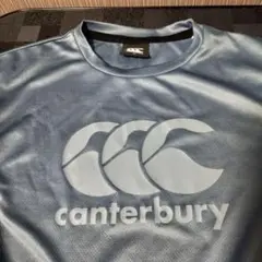 【超美品】canterbury 水色 Tシャツ R+ロゴ付き　m