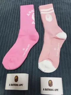 アベイシングエイプメンズソックス　ピンク系２足セット