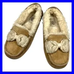 UGG アグ (24) モカシン ボア ローファー リボン 定番デザイン