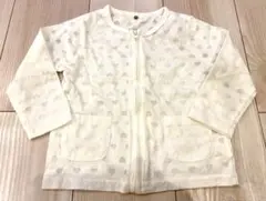 西松屋　薄手ホワイト ハート柄シースルー　カーディガン　90