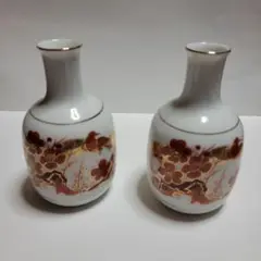 陶器製の花柄徳利 2個セット