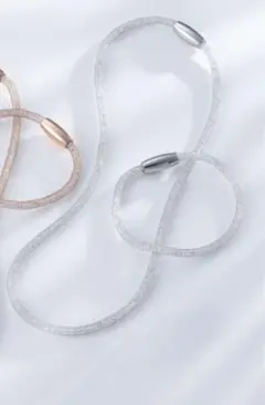 アビステ　ステンレス クリスタルビジュウ入り メッシュネックレス＆ ブレスレット