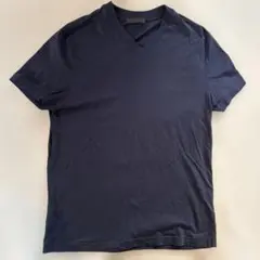 PRADAプラダ パックTシャツ vネック　トライアングルロゴ ネイビー