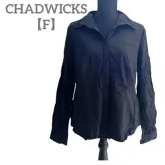 ▼CHADWICKS 【F】長袖シャツ 隠しボタン シンプル 無地 ブラック