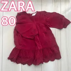 ZARA 赤 ワンピース 80 クリスマス　バレンタイン　ザラキッズ　ザラベビー