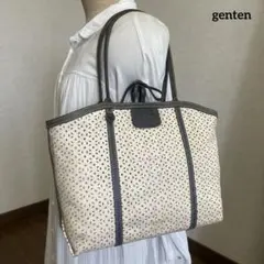 ◇ 良品 genten ゲンテン カットワーク リバーシブルショルダーバッグ ◇