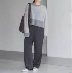 IENA ダブルサテンリラックスパンツ