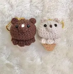 くまとフクロウのアイスクリームあみぐるみ