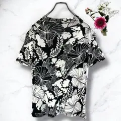 GEORGES RECH カットソー【S】モノトーン 花柄 日本製 ストレッチ
