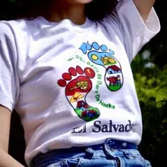 80s エルサルバドル 南米 スーベニアTee 自然風景 ポップデザイン 小さめ