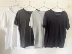 ☆ユニクロ　メンズドライカラーVネックTシャツ　Lサイズ4点NAVY GLAY☆