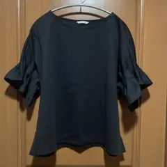 AuieF ブラック フリル袖 チュニック