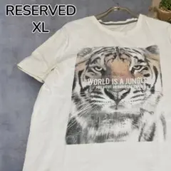 【一点物】RESERVED アニマルTシャツ 虎 ホワイト XL タイガー 古着