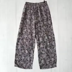 美品 ディスコート レディース パンツ リラックス リーフ柄 ハイウエスト M