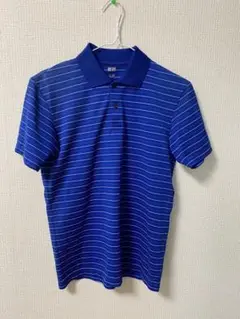 UNIQLO 青 ストライプ ポロシャツ S