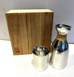 未使用 共箱入り 本錫 徳利 お猪口(大きめ)大阪錫器 日本製 年代物 工芸品
