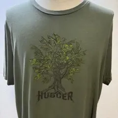 アースカラー HUGGER ツリープリント Tシャツ オリーブ系 i-168