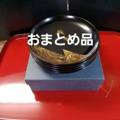 輪島黒塗菊蝶沈金蒔絵銘々皿五客