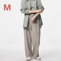 【未使用】GU タックワイドパンツ ベージュ M レディース ワイドパンツ