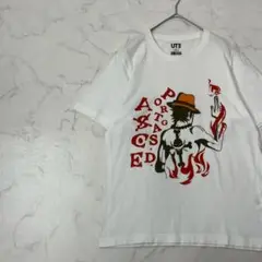 UNIQLO × ONEPIECE エース ロゴ プリント 半袖 Tシャツ M