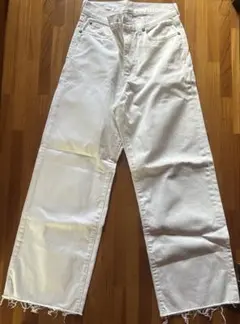 URBAN RESEARCHワイドパンツデニム ハイウエスト 白 切りっぱなし