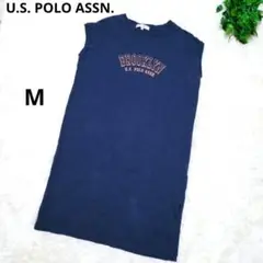 U.S. POLO ASSN. ネイビー ノースリーブワンピース M ロゴ入り