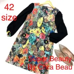 Super Beauty スーパービューティー 袖切替花柄ワンピース 4361
