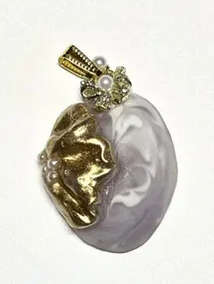 パープル系マーブル風　ペンダントトップ　ハンドメイド　レジン　アクセサリー