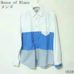 House of Blues 長袖シャツ ホワイト/ブルーＬサイズ
