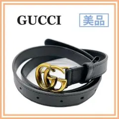 美品 グッチ 409417 GGマーモント ベルト ブラック GGロゴ レディス
