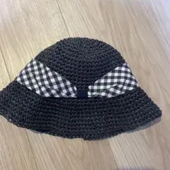 guapaBABY ギンガムチェックリボン付き麦わら帽子 54cm