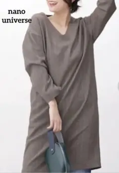 美品♡ナノユニバース*グレンチェックワンピース Iライン Vネック 36