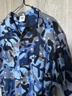 GU×1MW SOPH 半袖シャツ 青系カモフラージュ